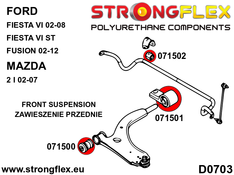 076168A: Front suspension and ream beam bush kit SPORT