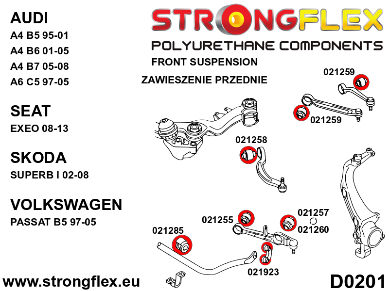 026281B: Front suspension and ream beam bush kit