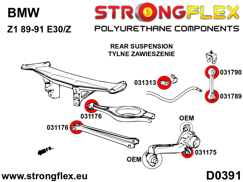 036120B: Rear suspension bush kit