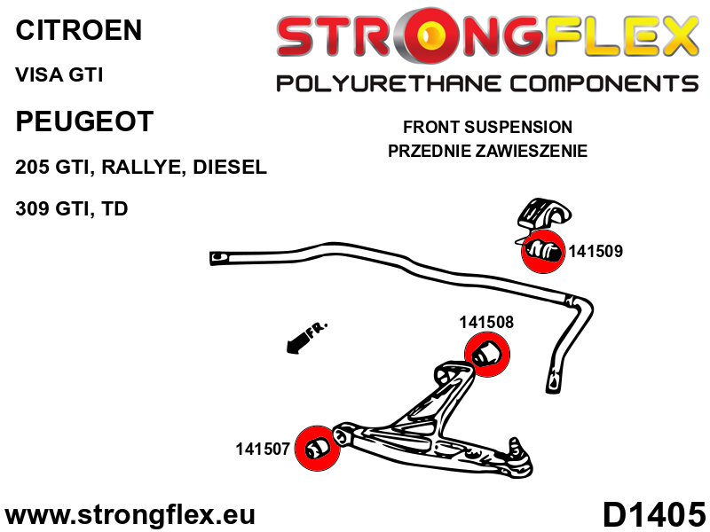 141508A: Front wishbone bush - rear SPORT
