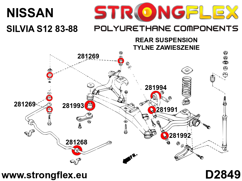 286227B: Rear suspension bush kit