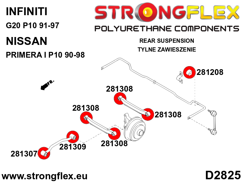 286230A: Rear suspension bush kit SPORT