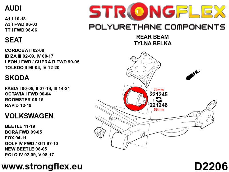 226244B: Front suspension and ream beam bush kit