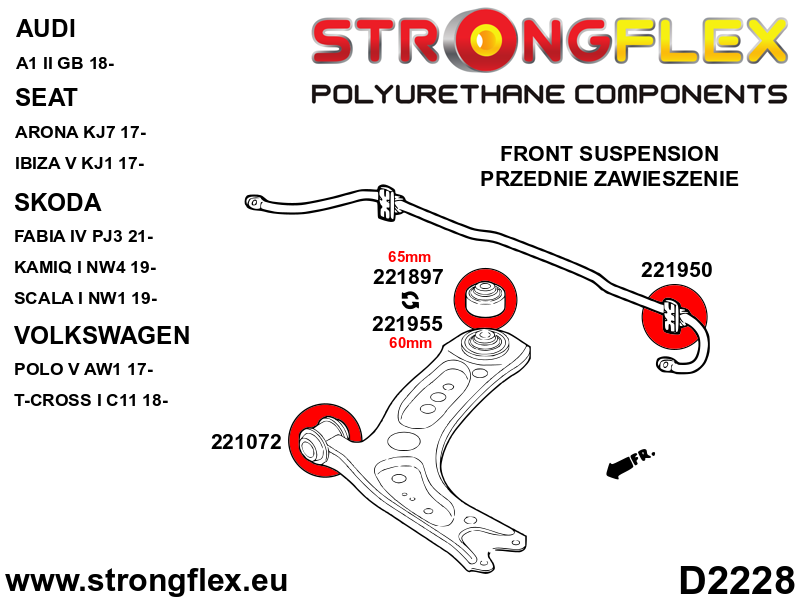 226247B: Front suspension and ream beam bush kit