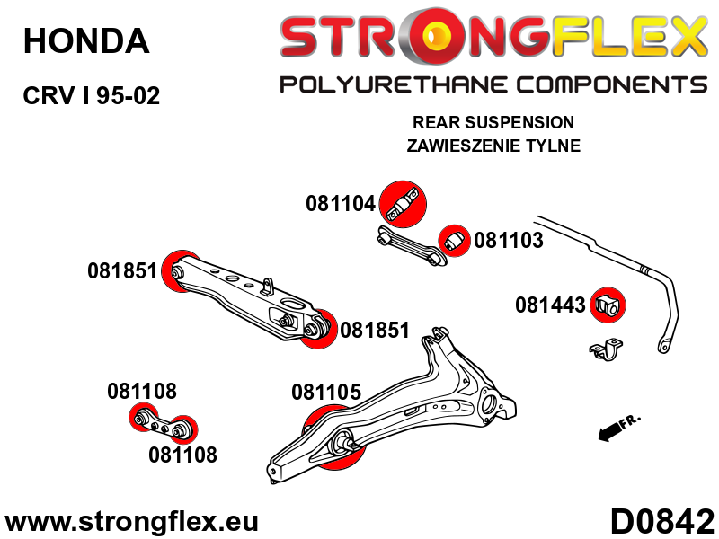 086242A: Rear suspension bush kit SPORT