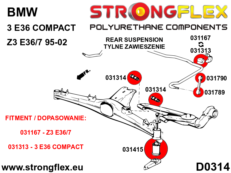 036136B: Rear suspension bush kit