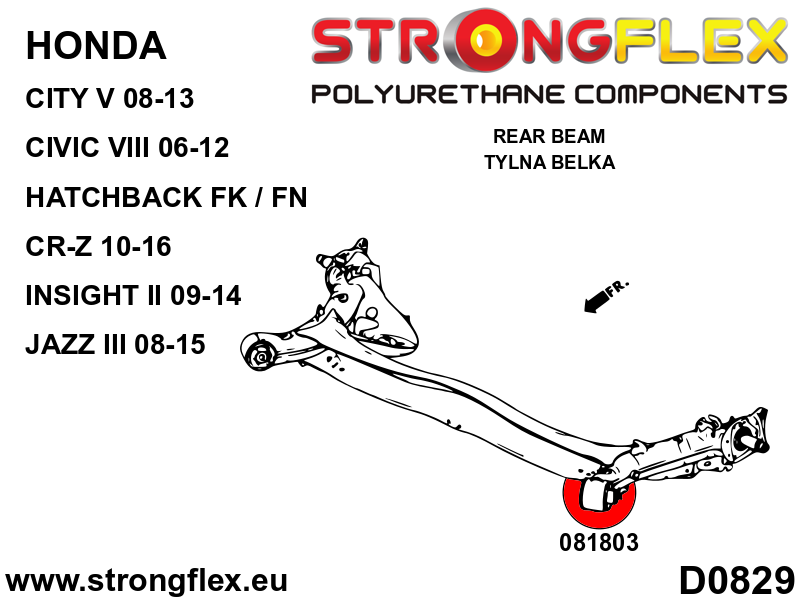 086249B: Front suspension and ream beam bush kit