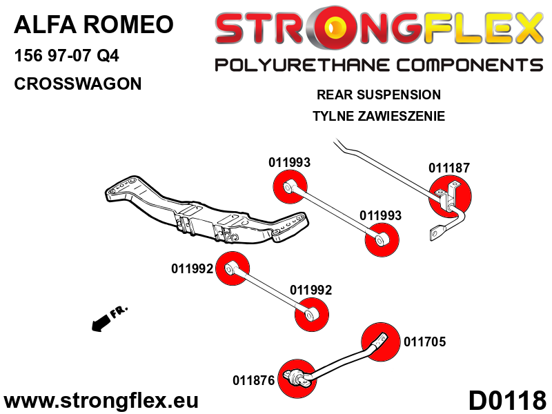016263A: Rear suspension bush kit SPORT