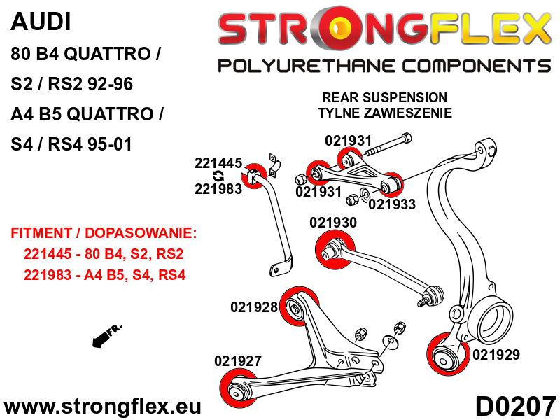 221983A: Rear anti roll bar bush SPORT