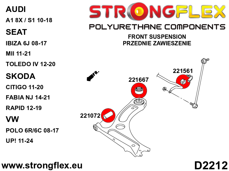 226243A: Front suspension and ream beam bush kit SPORT