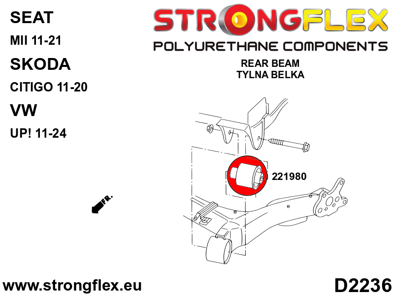 226243B: Front suspension and ream beam bush kit