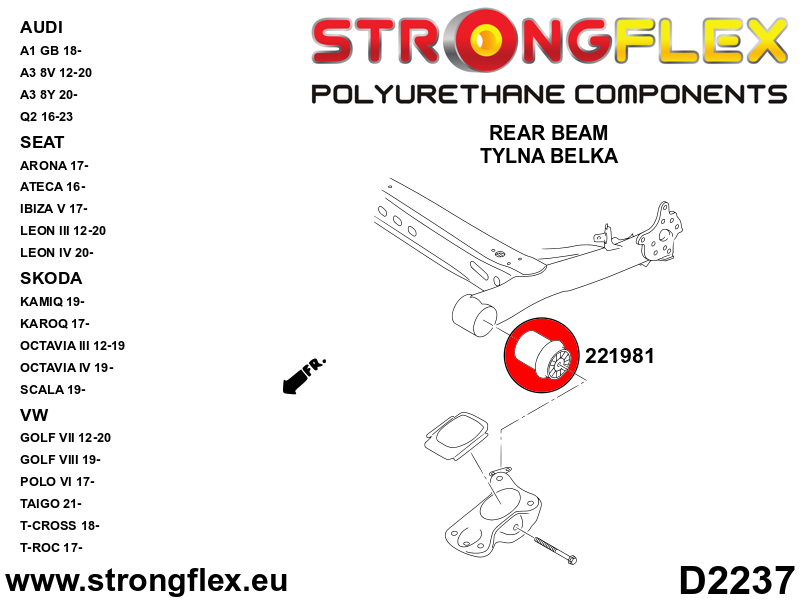 226247B: Front suspension and ream beam bush kit