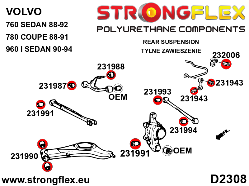 232006A: Rear anti roll bar bush SPORT