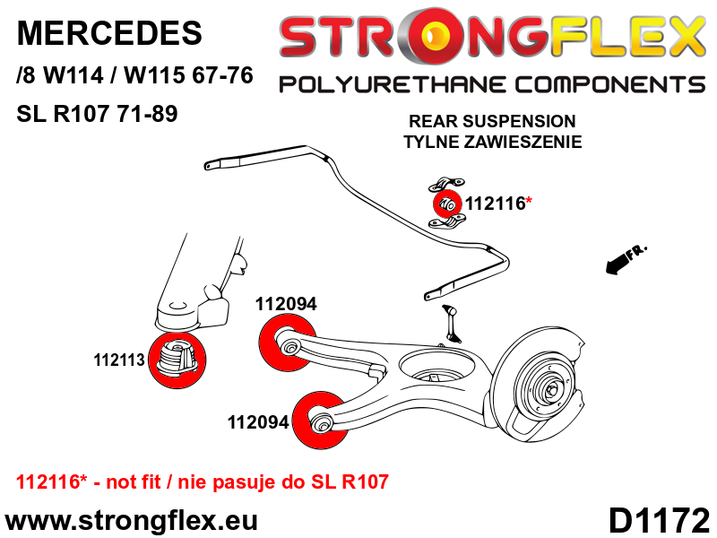 116310B: Full suspension polyurethane bush kit
