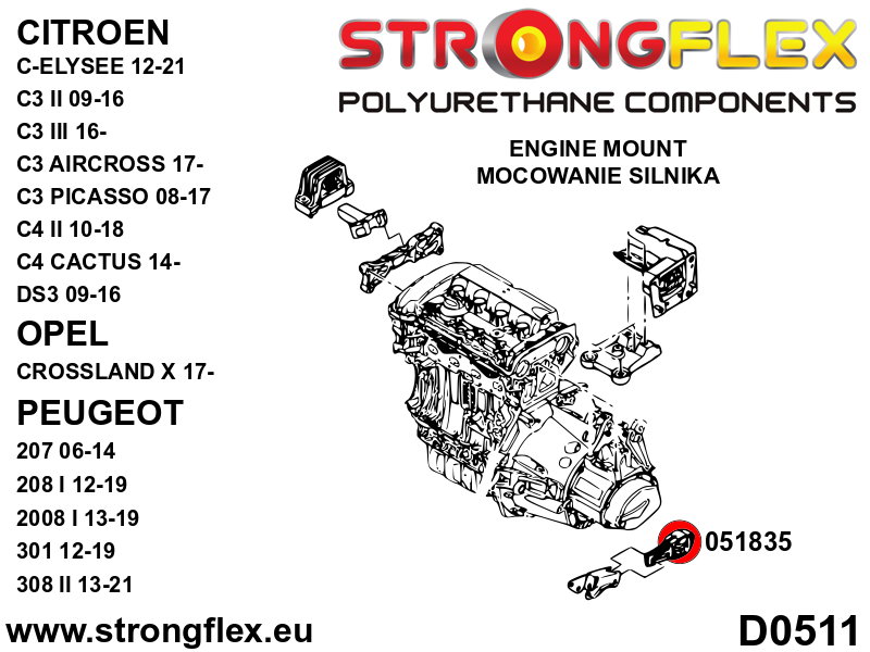051835A: Rear lower engine mount insert SPORT