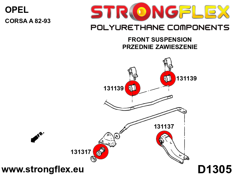 136253B: Front suspension and ream beam bush kit
