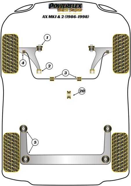 136027B: Front wishbone bush kit