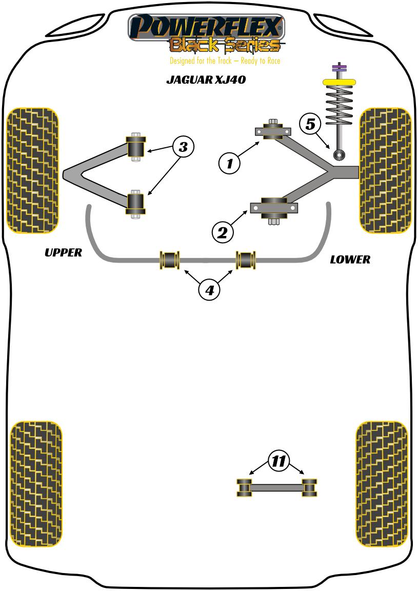 Voorste onderste draagarm achterbus XJ40, XJ6, XJ6R - X300 & X306, black
