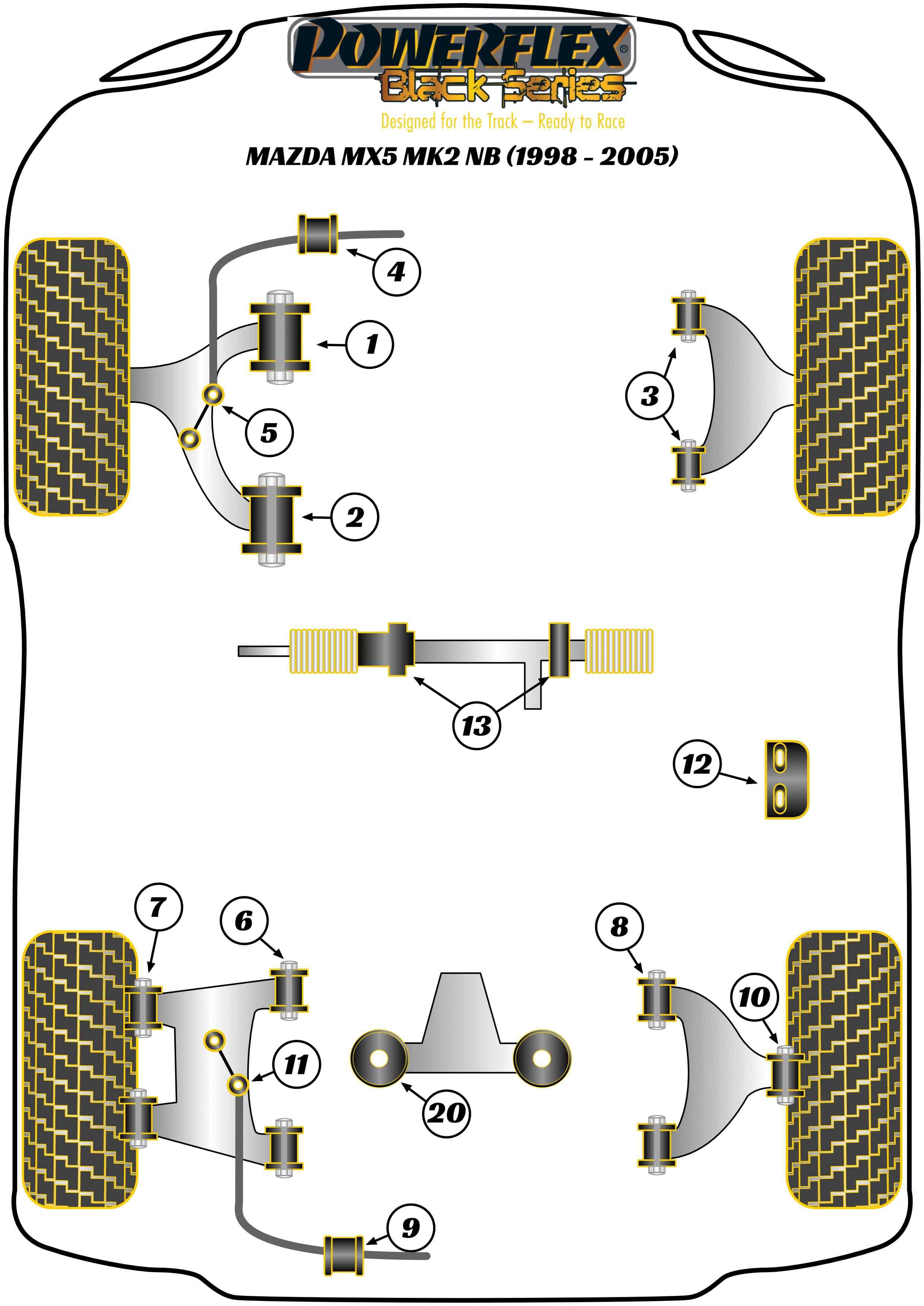 Montagebus stabilisatorstang voorzijde 22 mm MX-5, Miata, Eunos, straat