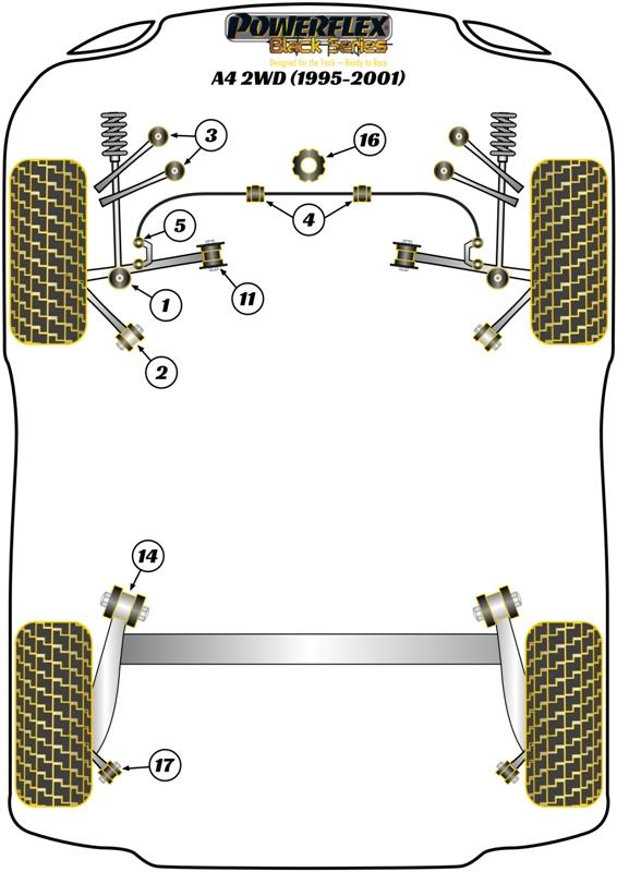 Voorste stabilisatorstangbus 26,8 mm A4 / S4 / RS4, A5 / S5 / RS5, A6 / S6 / RS6, A7 / S7 / RS7, A8 / S8, Superb Models, Passat Models, black