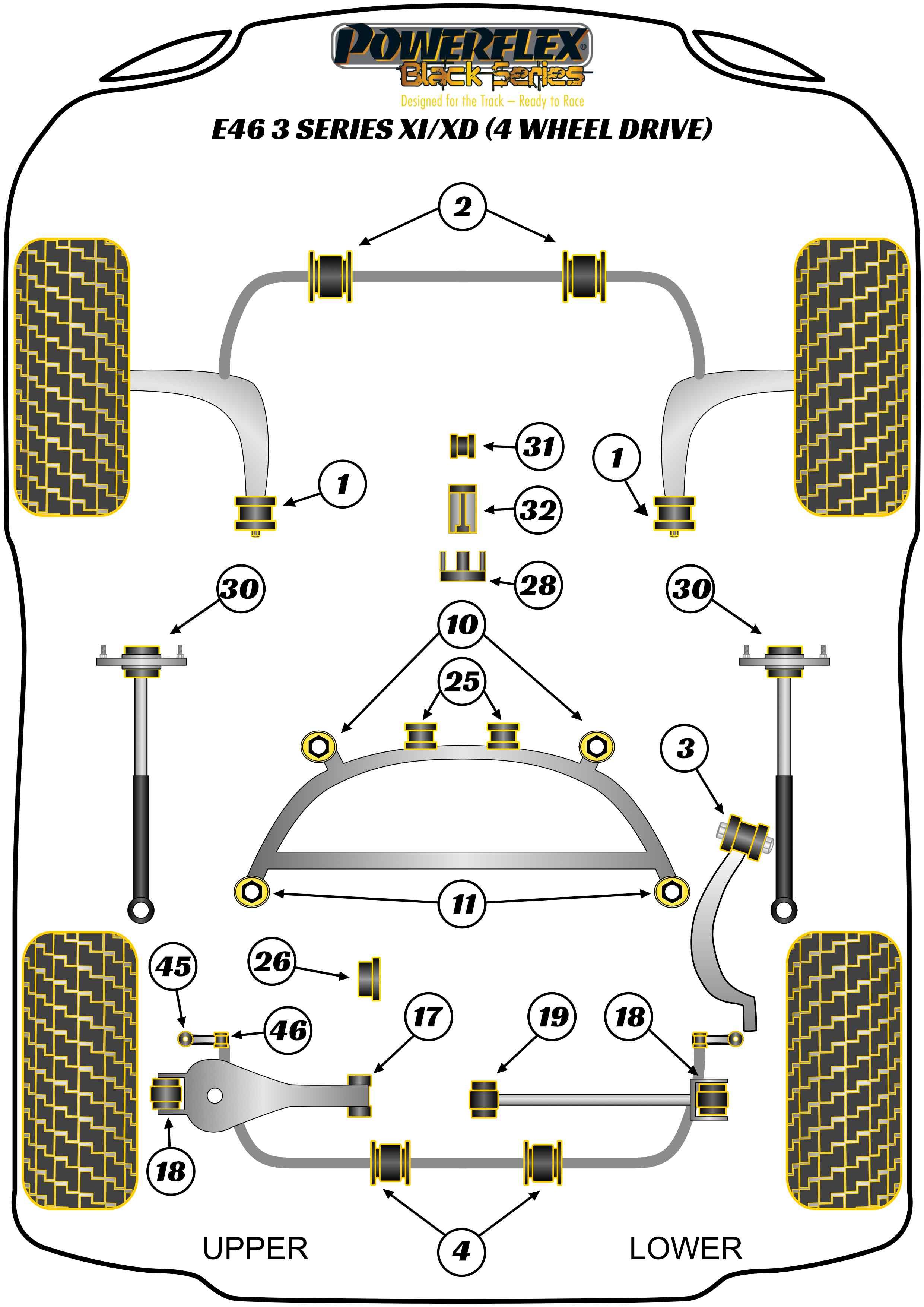 Tussenbakbusinzetstuk (motorsport) 3 Series, 5 Series, 7 Series, X Series, black