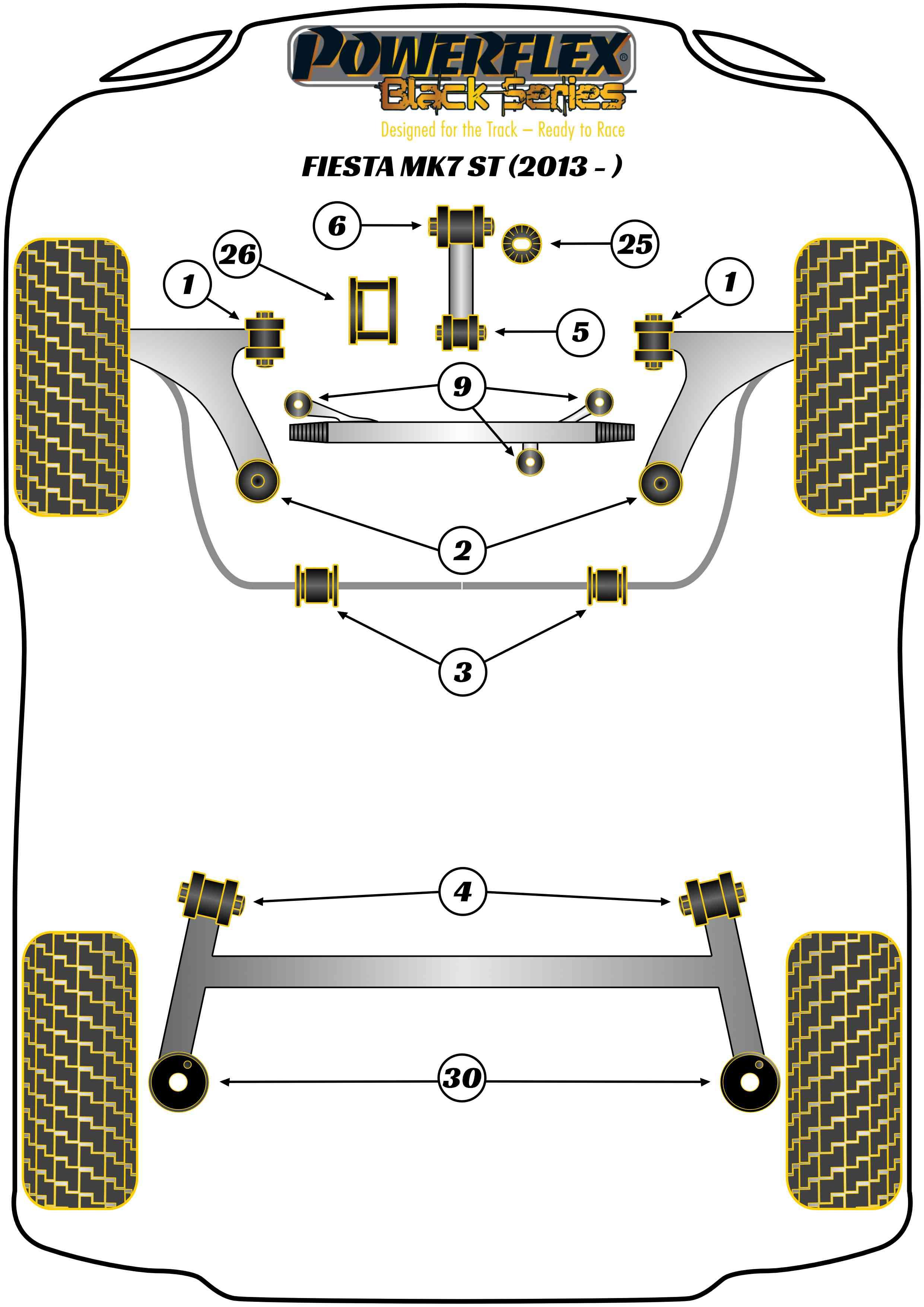 Voorste stabilisatorstangbus 22 mm Fiesta Models, KA Models, black