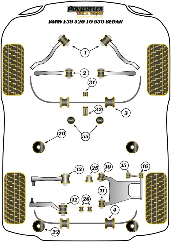 Achterste spoorafstelling binnenbus 5 Series, 6 Series, 7 Series, straat