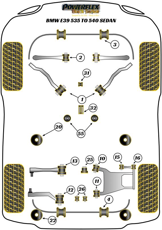 Front Anti Roll Bar Mounting Bush 25mm 5 Series, 7 Series, road