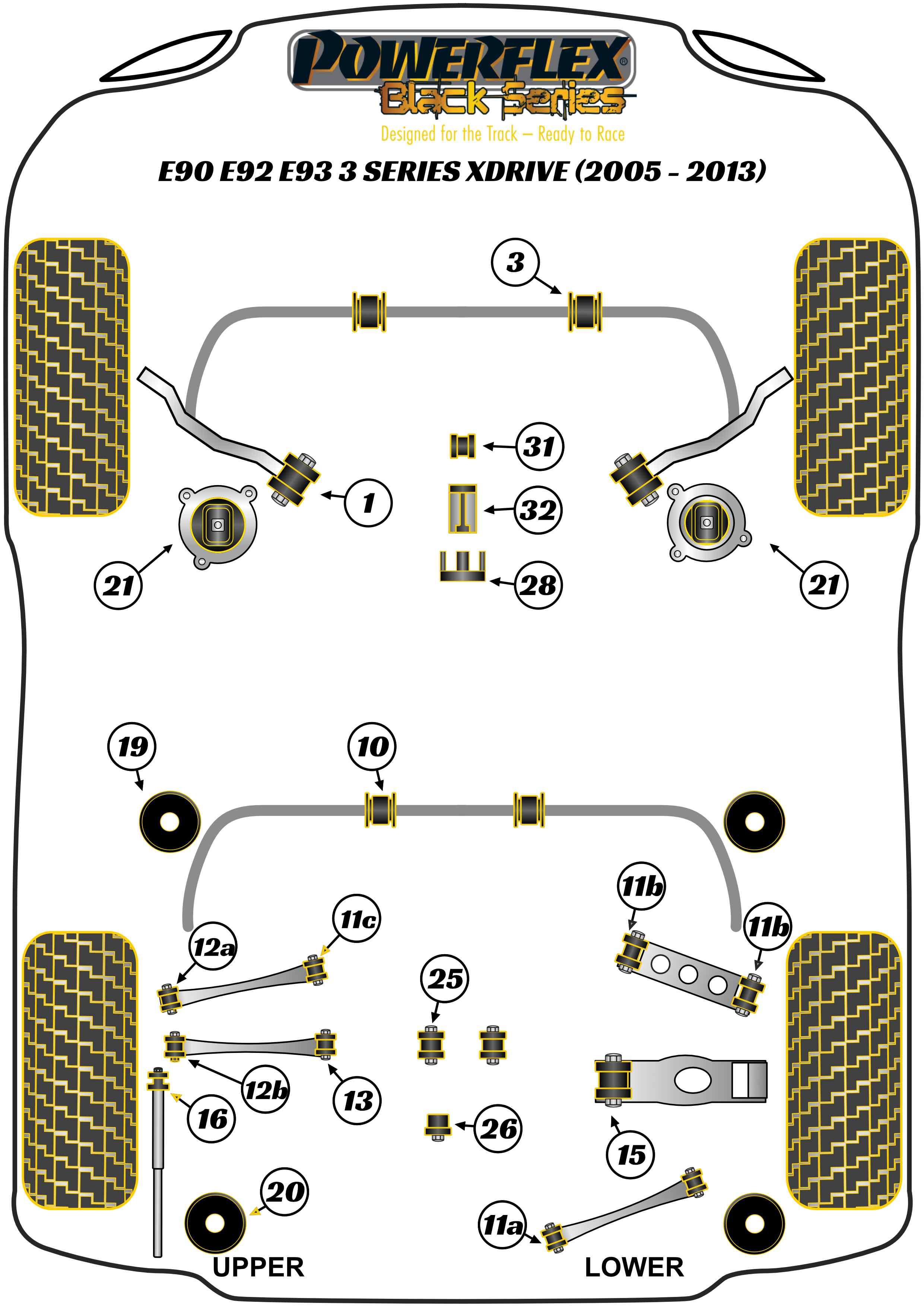 Tussenbakbusinzetstuk (afgestemd/track) 3 Series, X Series, straat