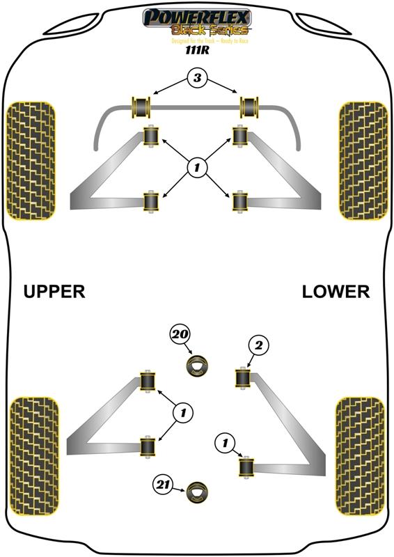 Voorste stabilisatorstangbus 22,2 mm Elise, Exige, Roadster, VX220 (Opel Speedster), straat