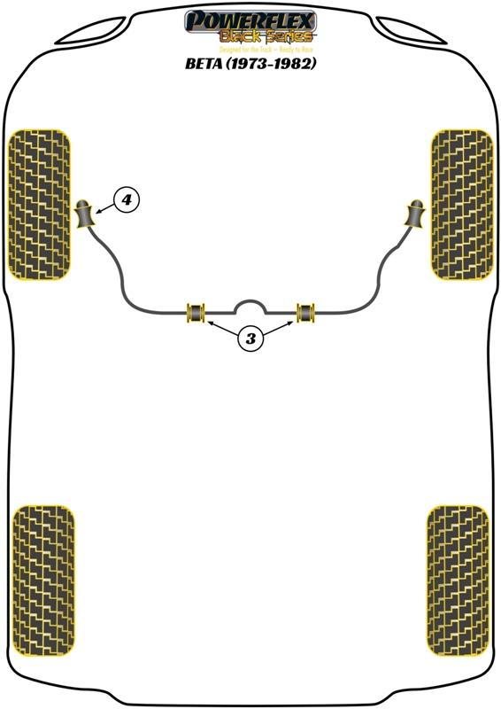 Voorste stabilisatorstang buitenste bus 16 mm Beta inc Volumex, black