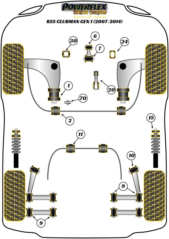 Lagere koppelmontage, snelle weg R55 Clubman Gen 1, R56/57 Gen 2, R58 Coupe, R59 Roadster, straat