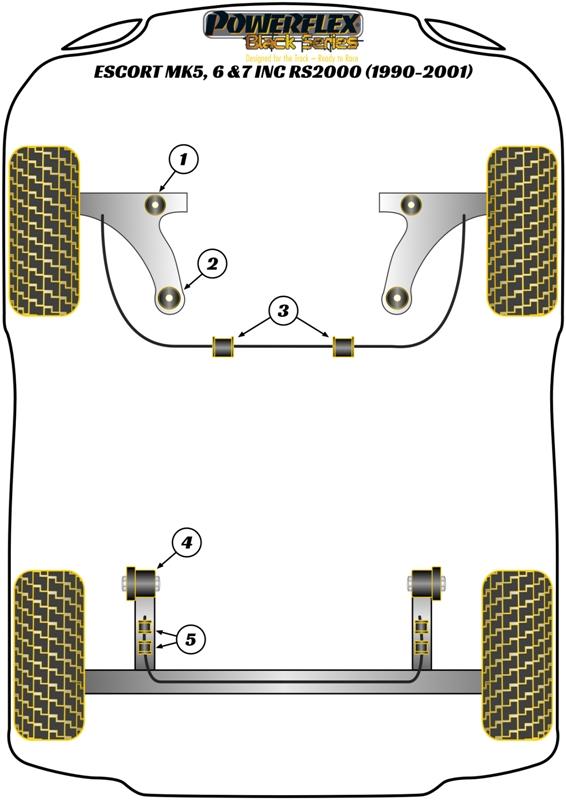 Voorste stabilisatorstangbus 16 mm Escort Models, Fiesta Models, KA Models, Puma, black