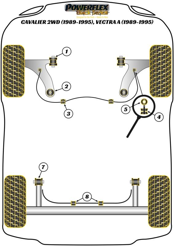 Achterste stabilisatorstangbus (binnenkant) 18 mm Cavalier 2WD, black
