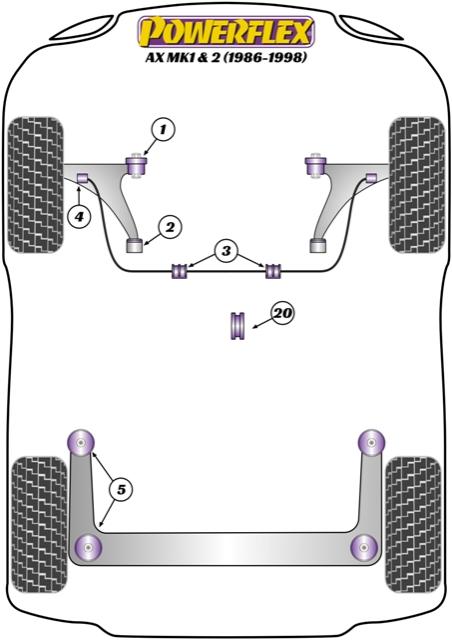 136027B: Front wishbone bush kit