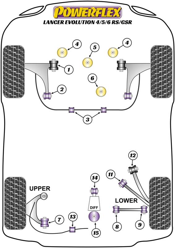 Rear Diff Front Mounting Bush, RS Only Lancer Evolution IV, V & VI RS/GSR, Lancer Evolution VII, VIII & IX inc 260, road