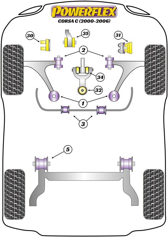 Voorste stabilisatorstangbus 17 mm Corsa Models, TIGRA MODELS, straat