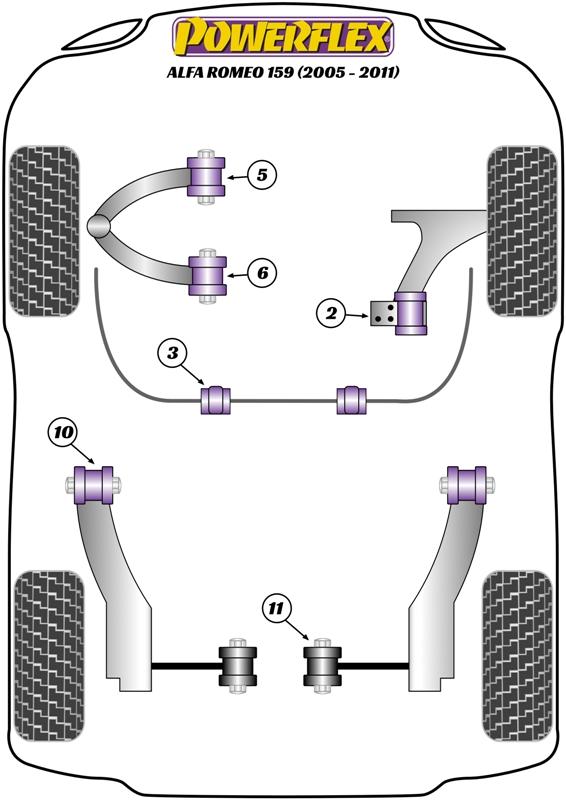 Anti-Roll Bar Lateral Support Clamps 21-22mm 159, Brera 939, Spider 939, Roll Bar Lateral Support Clamps, road