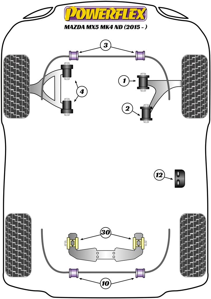 Achterste stabilisatorstangbus MX-5, Miata, Eunos, black