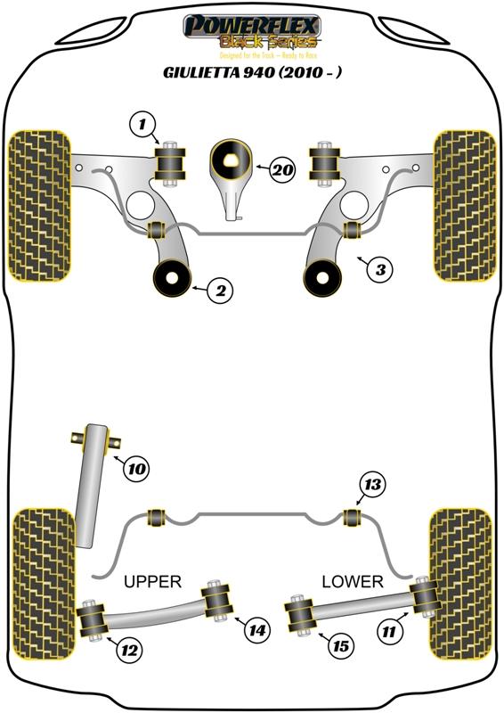Achterste stabilisatorstangbus 15 mm Giulietta 940, black