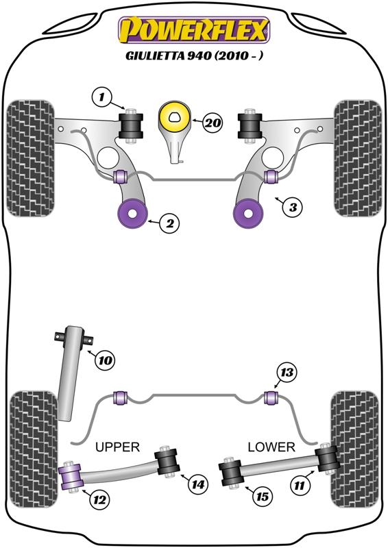 Achterste stabilisatorstangbus 15 mm Giulietta 940, black