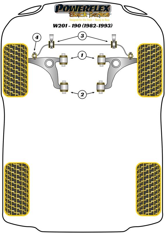 Voorste stabilisatorstangbus 26,5 mm 190 W201, E-CLASS, SL R129, black