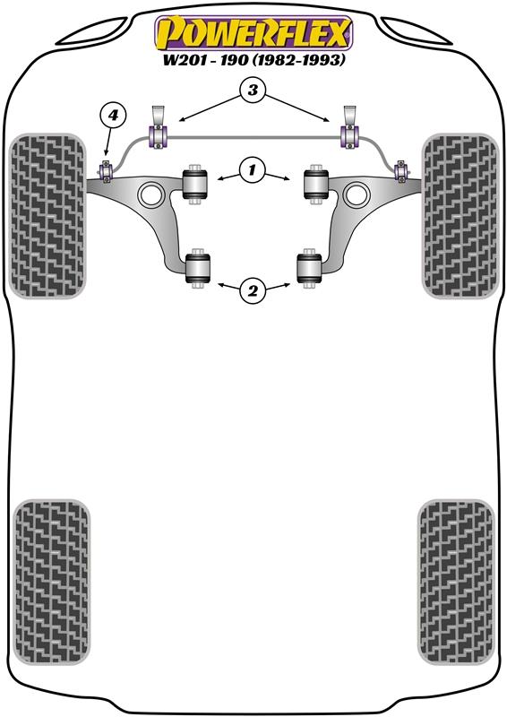 Voorste stabilisatorstangbus 26,5 mm 190 W201, E-CLASS, SL R129, black