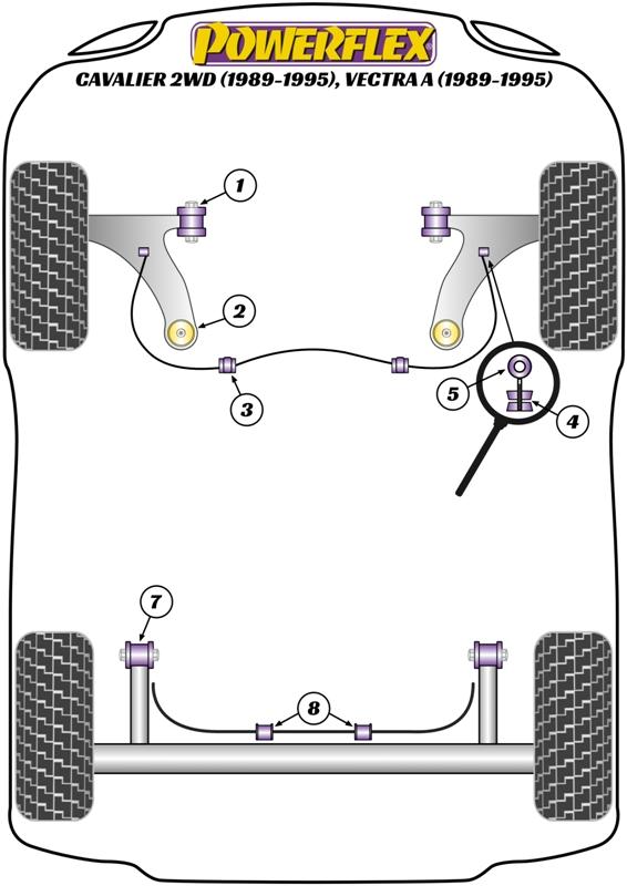 Achterste stabilisatorstangbus (binnenkant) 18 mm Cavalier 2WD, black