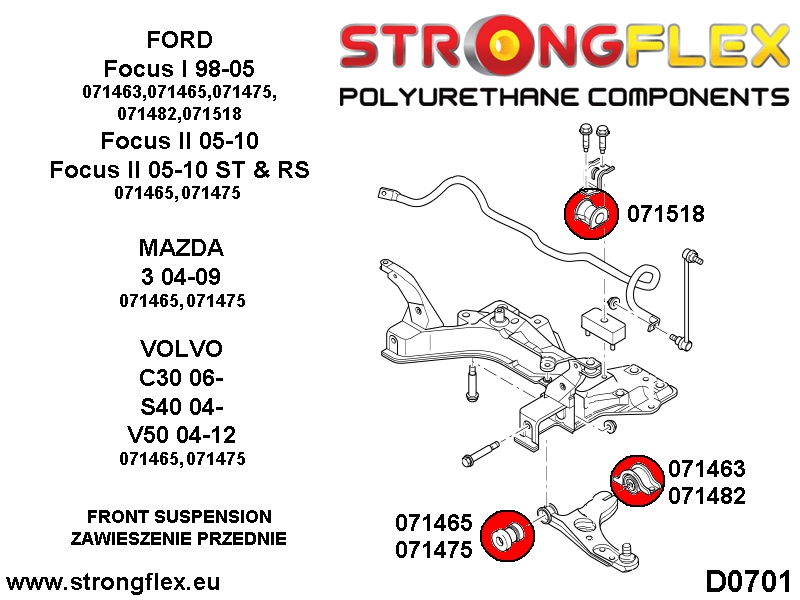 071482A: Front wishbone rear bush 63,5mm SPORT
