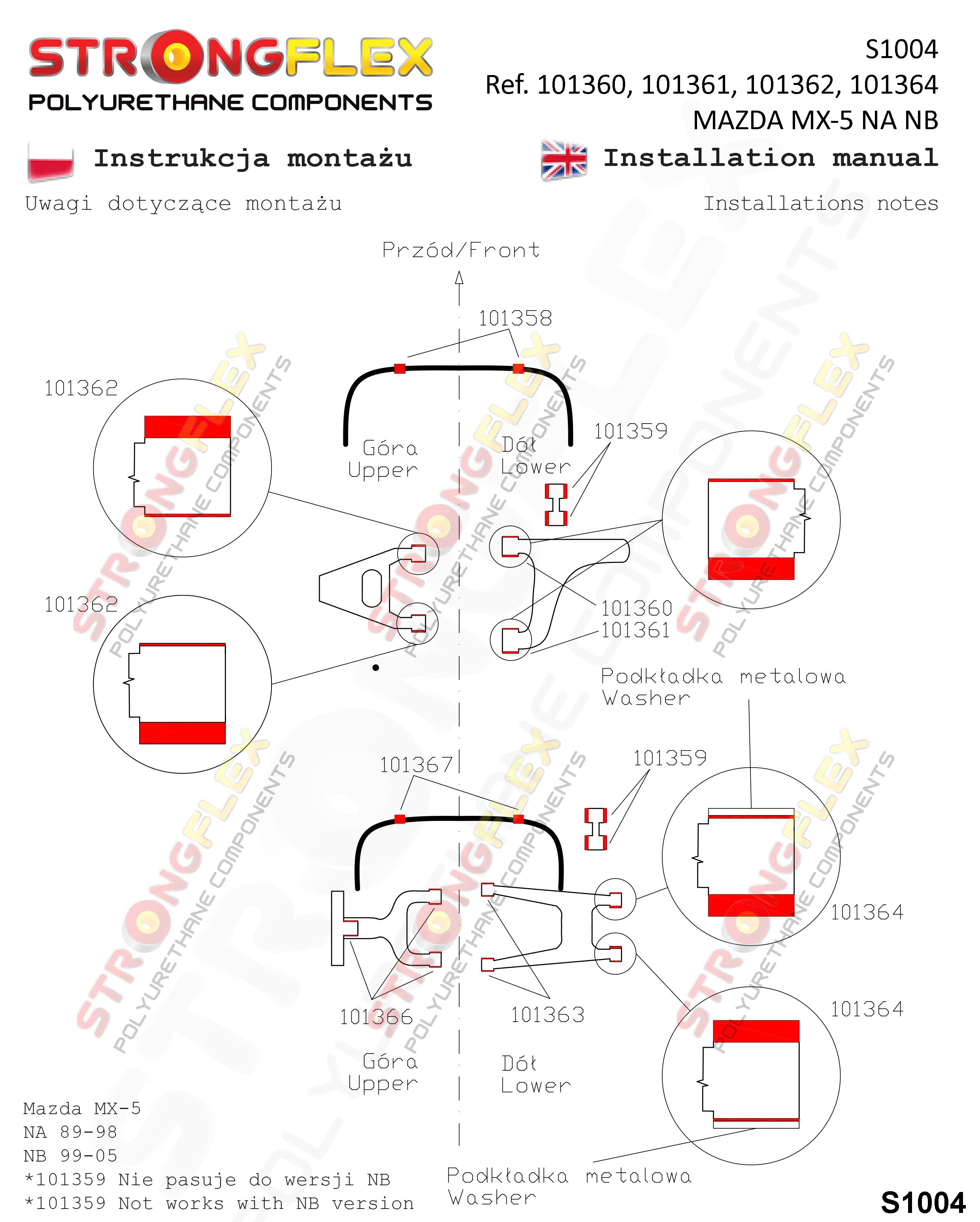 101366A: Rear upper inner / outer suspension bush SPORT