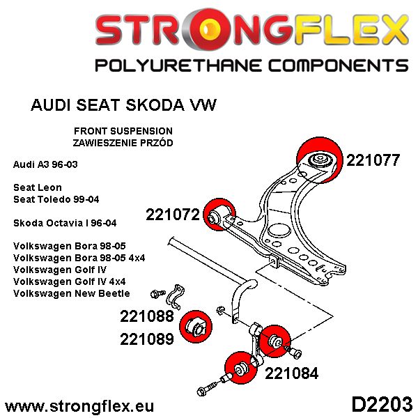 221077A: Front wishbone - rear bush SPORT