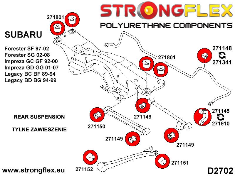 271341A: Front / rear anti roll bar bush SPORT