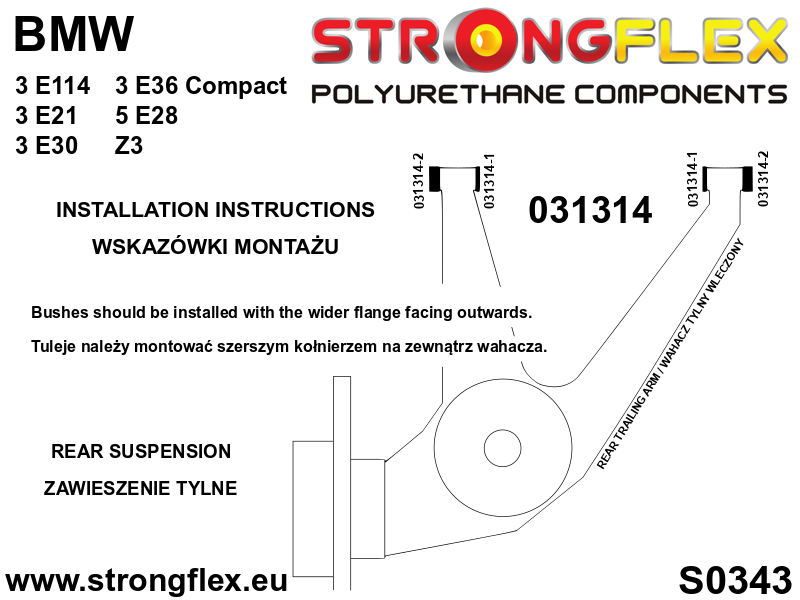 036052B: Full suspension  polyurethane bush kit
