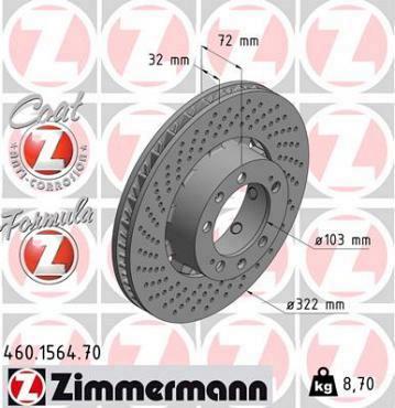 Zimmermann brake disc Formula Z front axle left 911 (993) 3.6 Turbo GT2 4 , 911 (993) 3.6 Turbo GT2 4 , 911 (993) 3.6 Turbo GT2 , 911 (993) 3.6 Turbo 4